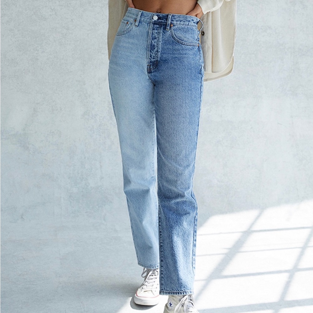 PACSUN Eco Two-Tone Blue Dad Jeans